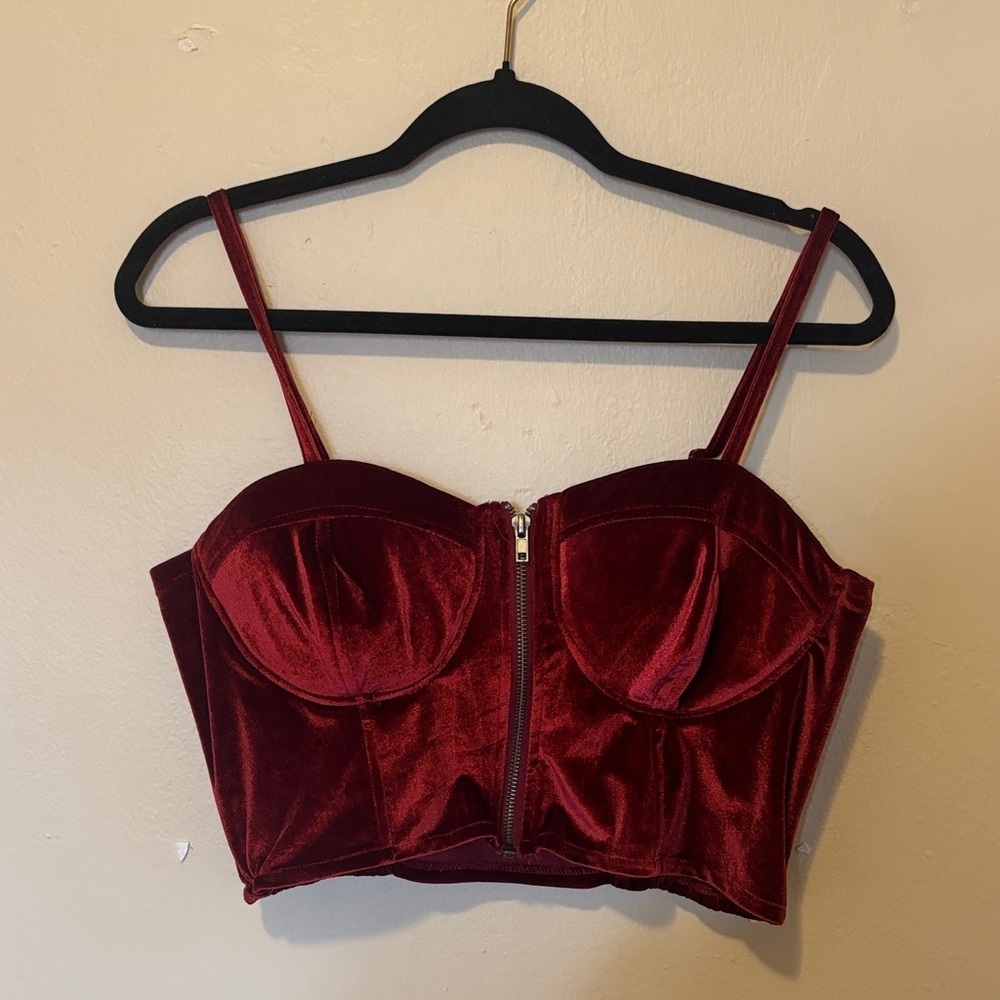 Crave Fame Deep Red Bustier Top